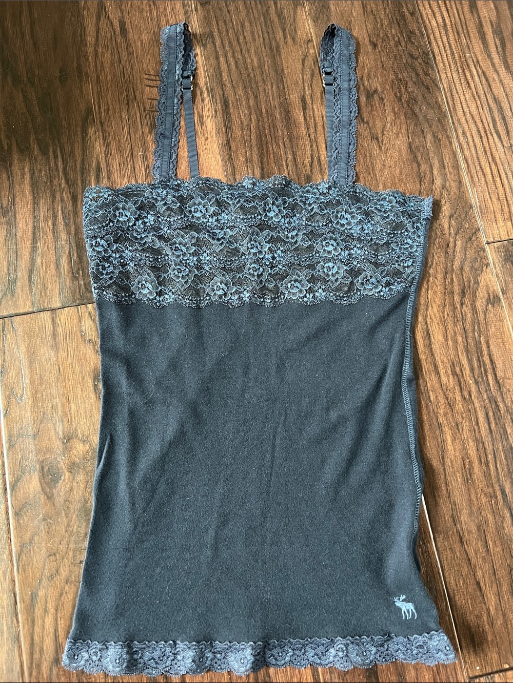 Y2K Abercrombie & Fitch M Navy Blue Lace Trim Camisole Cami Tank Top PERFECT
